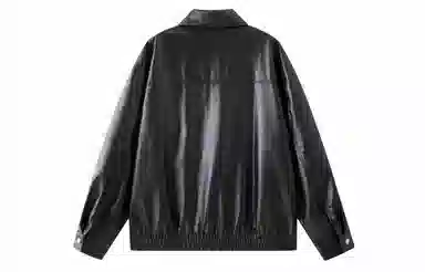 王者荣耀 鲁班七号星空梦想款美式复古基础简约反光银字母宽松休闲百搭学院风纯色翻领拉链机车港味舒适皮衣 男女同款