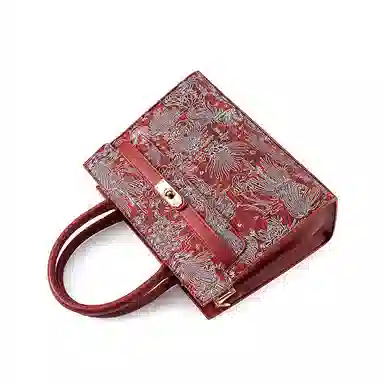 维尼奥 国风新中式刺绣高级感时尚大气百搭 合成革 单肩斜挎手提包 女款 红色