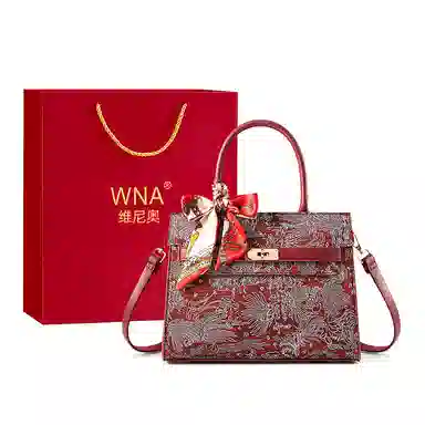 维尼奥 国风新中式刺绣高级感时尚大气百搭 合成革 单肩斜挎手提包 女款 红色