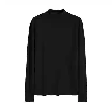 莫代尔 纯色舒适内搭针织修身长袖打底衣 女款 黑色