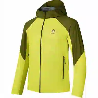 乔丹  城市户外系列 运动休闲简约拼色连帽  防风冲锋衣 男款 柚黄色/柳堤绿