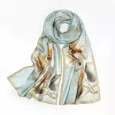 上海故事 桑波缎提花喷绘长巾 桑蚕丝 丝巾 女款 馥锦韶华