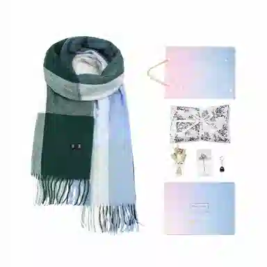 白卷 个性仿羊绒大格子 绒线围巾 男女同款情侣款