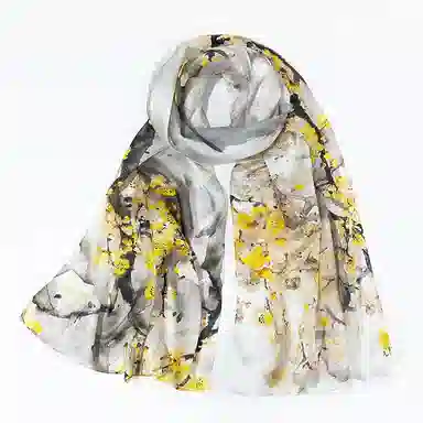 上海故事 桑波缎提花喷绘长巾 桑蚕丝 丝巾 女款 馥锦韶华