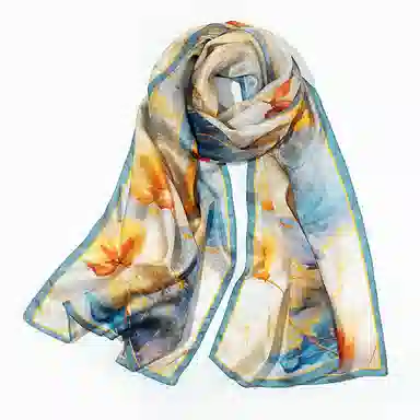 上海故事 桑波缎提花喷绘长巾 桑蚕丝 丝巾 女款 馥锦韶华