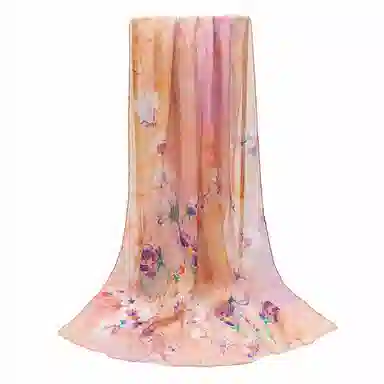 上海故事 春花秋月喷绘真丝长巾 桑蚕丝 丝巾 女款