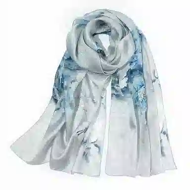 上海故事 桑波缎提花喷绘长巾 桑蚕丝 丝巾 女款 馥锦韶华