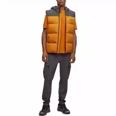 HUGO BOSS Water-Repellent Hooded Gilet With Logo Detail