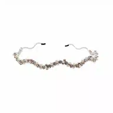 妖娆猫 韩国气质甜美超仙珍珠波浪水钻头箍法式优雅宴会发饰压发头饰 合金 发箍 女款