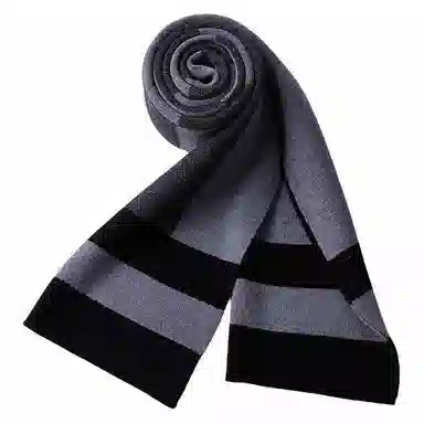 红豆 秋冬保暖格子长款 绒线围巾 男款