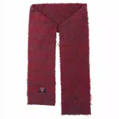 Revenge Logo Wool Scarf Red Dark Grey