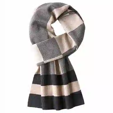 红豆 秋冬保暖格子长款 绒线围巾 男款