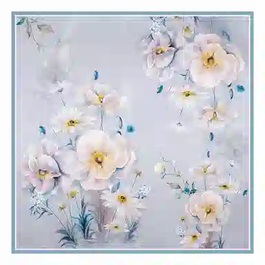 上海故事 加大真丝大方巾 桑蚕丝 丝巾 女款 温婉花意