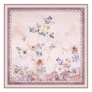 上海故事 加大真丝大方巾 桑蚕丝 丝巾 女款 温婉花意