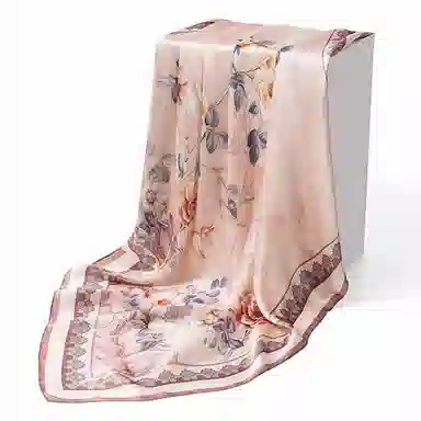 上海故事 加大真丝大方巾 桑蚕丝 丝巾 女款 温婉花意