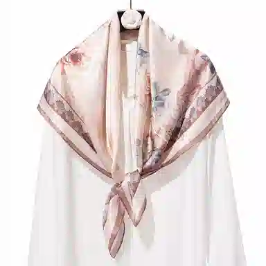 上海故事 加大真丝大方巾 桑蚕丝 丝巾 女款 温婉花意