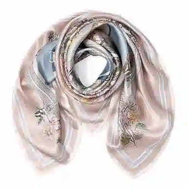 上海故事 加大真丝大方巾 桑蚕丝 丝巾 女款 温婉花意