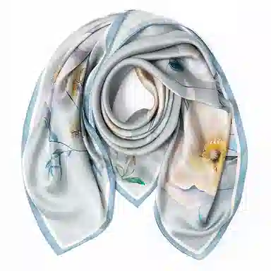 上海故事 加大真丝大方巾 桑蚕丝 丝巾 女款 温婉花意