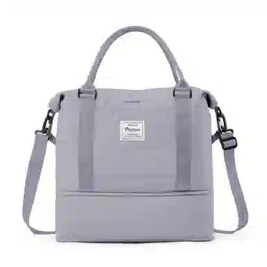 真维斯 时尚大容量多功能百搭高颜值短途旅游出差收纳可扩容 织物 旅行包健身包单肩包手提斜挎包 大号 男女同款 米色/米白