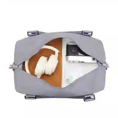 真维斯 时尚大容量多功能百搭高颜值短途旅游出差收纳可扩容 织物 旅行包健身包单肩包手提斜挎包 大号 男女同款 米色/米白