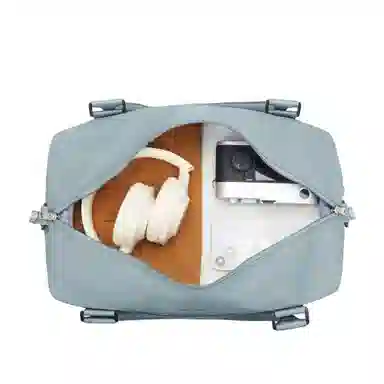 真维斯 时尚大容量多功能百搭高颜值短途旅游出差收纳可扩容 织物 旅行包健身包单肩包手提斜挎包 大号 男女同款 米色/米白