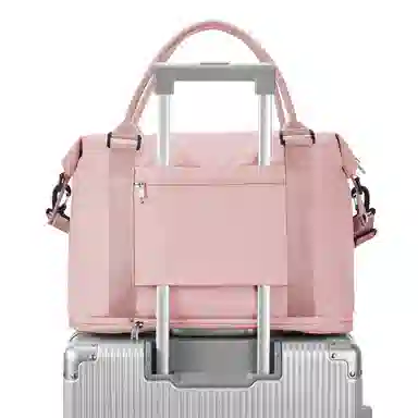 真维斯 时尚大容量多功能百搭高颜值短途旅游出差收纳可扩容 织物 旅行包健身包单肩包手提斜挎包 大号 男女同款 米色/米白