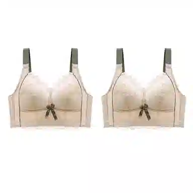 二三二三 小胸平胸不空杯中厚无钢圈聚拢专用纯欲性感舒适透气上托收副乳无痕防下垂调整型美背文胸 女款 组合装