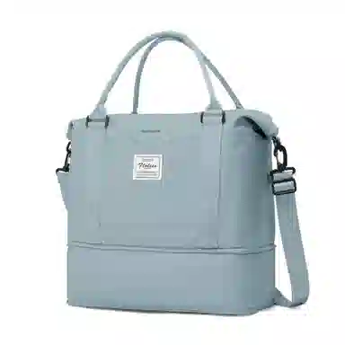 真维斯 时尚大容量多功能百搭高颜值短途旅游出差收纳可扩容 织物 旅行包健身包单肩包手提斜挎包 大号 男女同款 米色/米白