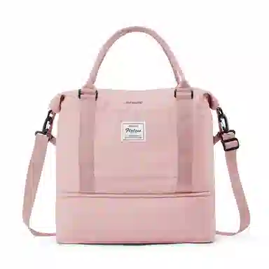 真维斯 时尚大容量多功能百搭高颜值短途旅游出差收纳可扩容 织物 旅行包健身包单肩包手提斜挎包 大号 男女同款 米色/米白