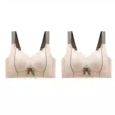 二三二三 小胸平胸不空杯中厚无钢圈聚拢专用纯欲性感舒适透气上托收副乳无痕防下垂调整型美背文胸 女款 组合装