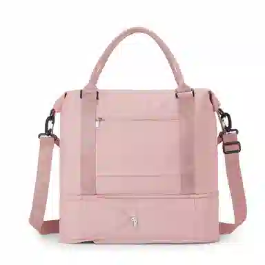 真维斯 时尚大容量多功能百搭高颜值短途旅游出差收纳可扩容 织物 旅行包健身包单肩包手提斜挎包 大号 男女同款 米色/米白