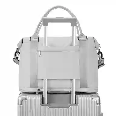 真维斯 时尚大容量多功能百搭高颜值短途旅游出差收纳可扩容 织物 旅行包健身包单肩包手提斜挎包 大号 男女同款 米色/米白