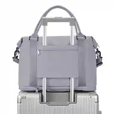 真维斯 时尚大容量多功能百搭高颜值短途旅游出差收纳可扩容 织物 旅行包健身包单肩包手提斜挎包 大号 男女同款 米色/米白