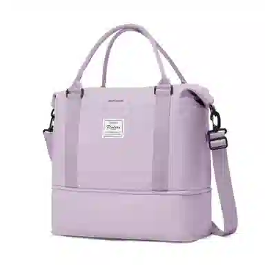 真维斯 时尚大容量多功能百搭高颜值短途旅游出差收纳可扩容 织物 旅行包健身包单肩包手提斜挎包 大号 男女同款 米色/米白