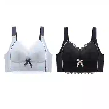二三二三 小胸平胸不空杯中厚无钢圈聚拢专用纯欲性感舒适透气上托收副乳无痕防下垂调整型美背文胸 女款 组合装