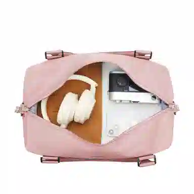 真维斯 时尚大容量多功能百搭高颜值短途旅游出差收纳可扩容 织物 旅行包健身包单肩包手提斜挎包 大号 男女同款 米色/米白