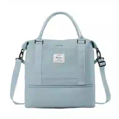 真维斯 时尚大容量多功能百搭高颜值短途旅游出差收纳可扩容 织物 旅行包健身包单肩包手提斜挎包 大号 男女同款 米色/米白