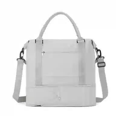 真维斯 时尚大容量多功能百搭高颜值短途旅游出差收纳可扩容 织物 旅行包健身包单肩包手提斜挎包 大号 男女同款 米色/米白