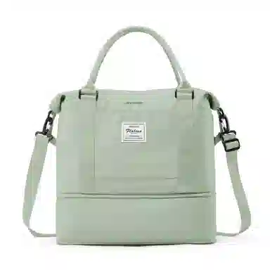 真维斯 时尚大容量多功能百搭高颜值短途旅游出差收纳可扩容 织物 旅行包健身包单肩包手提斜挎包 大号 男女同款 米色/米白