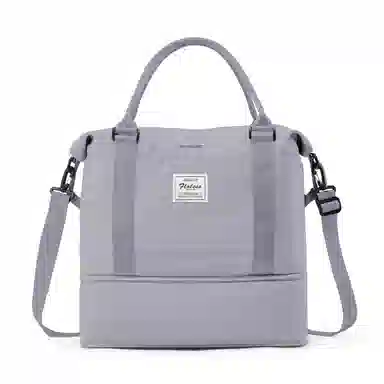 真维斯 时尚大容量多功能百搭高颜值短途旅游出差收纳可扩容 织物 旅行包健身包单肩包手提斜挎包 大号 男女同款 米色/米白