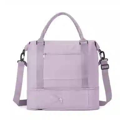 真维斯 时尚大容量多功能百搭高颜值短途旅游出差收纳可扩容 织物 旅行包健身包单肩包手提斜挎包 大号 男女同款 米色/米白