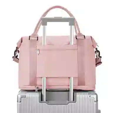 真维斯 时尚大容量多功能百搭高颜值短途旅游出差收纳可扩容 织物 旅行包健身包单肩包手提斜挎包 大号 男女同款 米色/米白