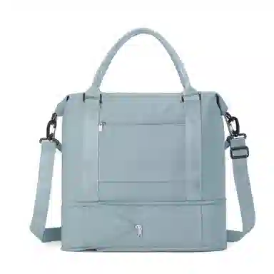 真维斯 时尚大容量多功能百搭高颜值短途旅游出差收纳可扩容 织物 旅行包健身包单肩包手提斜挎包 大号 男女同款 米色/米白