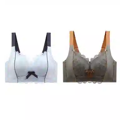 二三二三 小胸平胸不空杯中厚无钢圈聚拢专用纯欲性感舒适透气上托收副乳无痕防下垂调整型美背文胸 女款 组合装