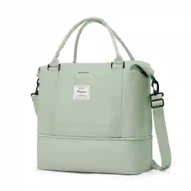 真维斯 时尚大容量多功能百搭高颜值短途旅游出差收纳可扩容 织物 旅行包健身包单肩包手提斜挎包 大号 男女同款 米色/米白