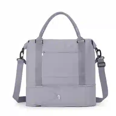 真维斯 时尚大容量多功能百搭高颜值短途旅游出差收纳可扩容 织物 旅行包健身包单肩包手提斜挎包 大号 男女同款 米色/米白