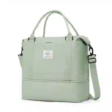 真维斯 时尚大容量多功能百搭高颜值短途旅游出差收纳可扩容 织物 旅行包健身包单肩包手提斜挎包 大号 男女同款 米色/米白