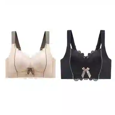 二三二三 小胸平胸不空杯中厚无钢圈聚拢专用纯欲性感舒适透气上托收副乳无痕防下垂调整型美背文胸 女款 组合装