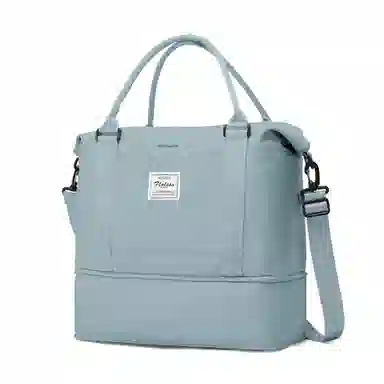 真维斯 时尚大容量多功能百搭高颜值短途旅游出差收纳可扩容 织物 旅行包健身包单肩包手提斜挎包 大号 男女同款 米色/米白