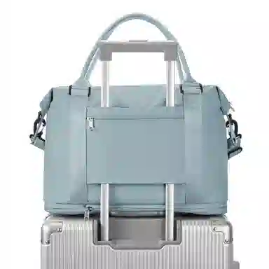 真维斯 时尚大容量多功能百搭高颜值短途旅游出差收纳可扩容 织物 旅行包健身包单肩包手提斜挎包 大号 男女同款 米色/米白